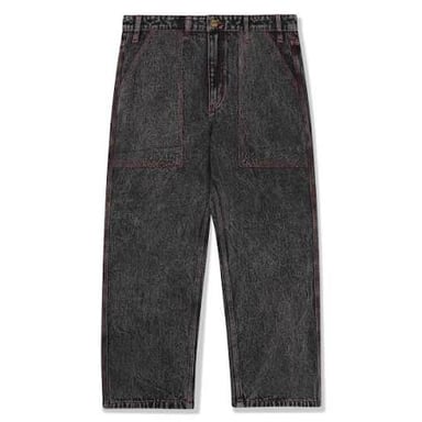 Pair of faded acid-washed denim jeans