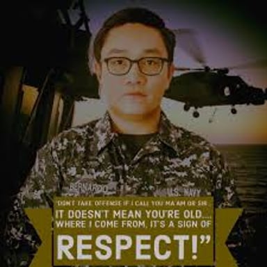 A military subordinate speaking respectfully to a superior officer