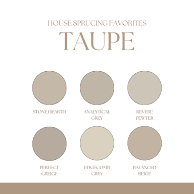 A swatch showing the grayish-brown color taupe
