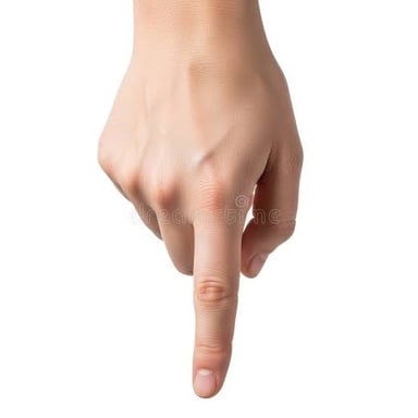A hand with its index finger extended to point.