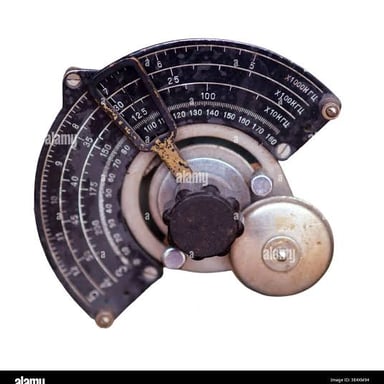 Close-up of a radio tuning dial