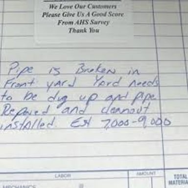 A handwritten estimate on a note