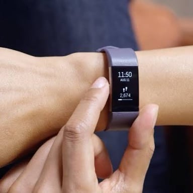 A fitness tracker showing the number of steps taken.