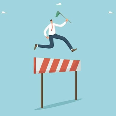 A person energetically working through a challenging task.