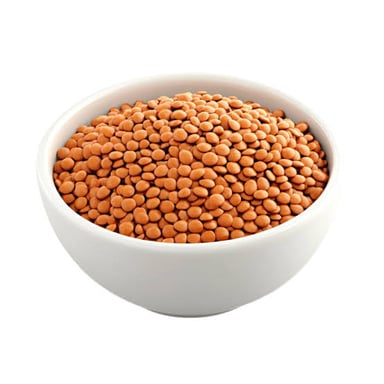 A bowl showing small dried lentils in different colors.