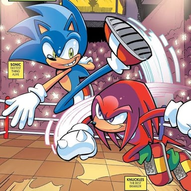Two competitors facing each other before a playful contest.