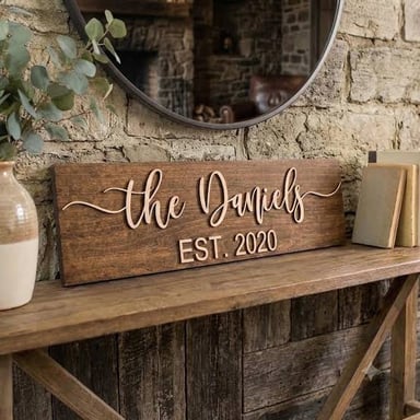 A business sign using ESTD before a year to mark when it was founded.