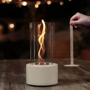 Flames burning in a contained fireplace.