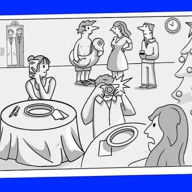 A guest making an awkward social misstep at a gathering.