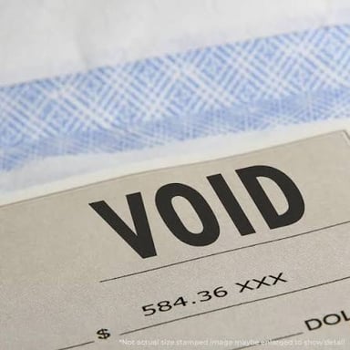 A document marked VOID to show that it is no longer valid.