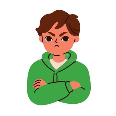 A person with an irritated, angry expression.