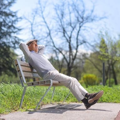 A person sitting and taking a break.