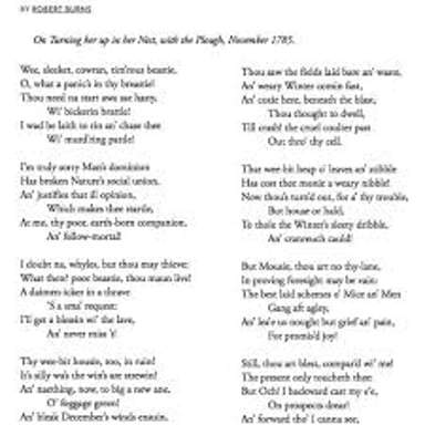 A printed page of Robert Burns’s poem “To a Mouse.”
