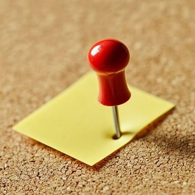 A pushpin marking a note as something to return to later