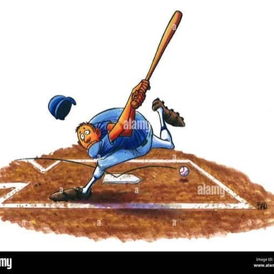 Baseball batter swinging at a pitch and missing