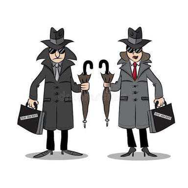 An illustration representing an undercover spy infiltrating an organization