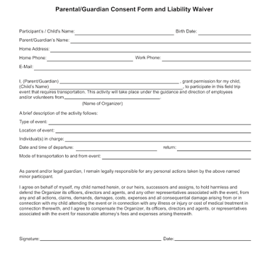 A school form for a parent or guardian to sign to give permission for a field trip.