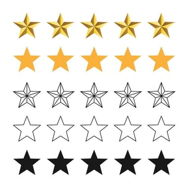 A row of star icons used to rate an online product.