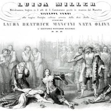 A stage production of Verdi’s opera *Luisa Miller*.
