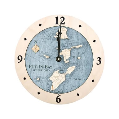 A clock and a map shown together as symbols of time and place.
