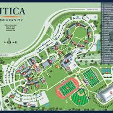 A campus view of Utica University in Utica, New York.