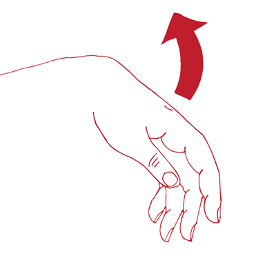 Illustration showing a quick flicking motion of a wrist