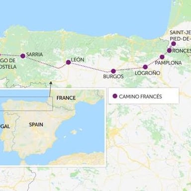 A map of northern Spain showing León west of Logroño.
