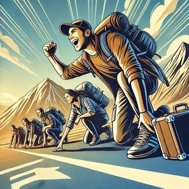 Illustration of an eager person poised to start moving