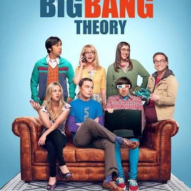 The main characters of The Big Bang Theory gathered in a television scene