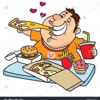 Illustration of someone eating food quickly