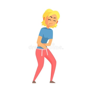 A person looking ill and holding their stomach.
