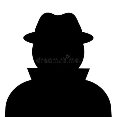 An illustration of a suspicious-looking person in shadow
