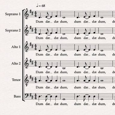 A music score bearing the marking “a due” for two voices.