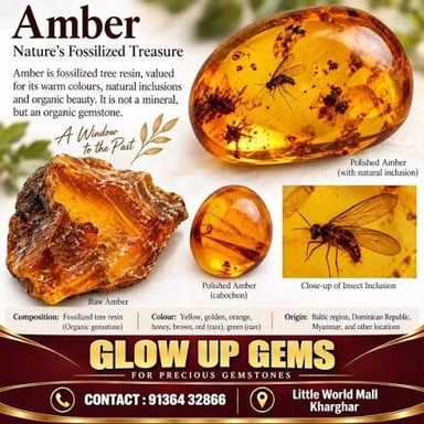 A piece of amber, fossilized tree resin, with a small insect inclusion.