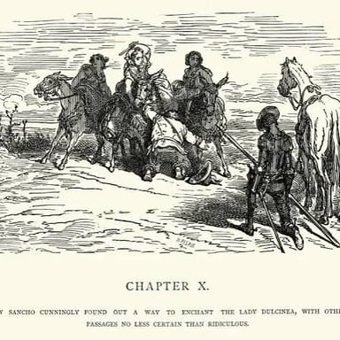 An illustration of Dulcinea as imagined in the story of Don Quixote.