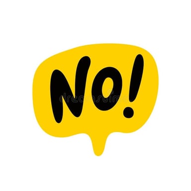 A speech bubble with the emphatic phrase “No sirree!”