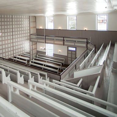 A simple interior of a Quaker meeting house