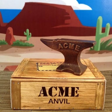 The fictional ACME label associated with Wile E. Coyote’s cartoon gadgets.