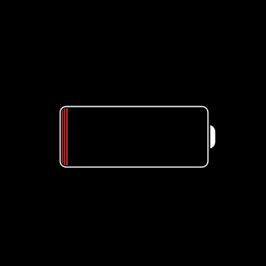 A phone screen showing a battery at zero percent.