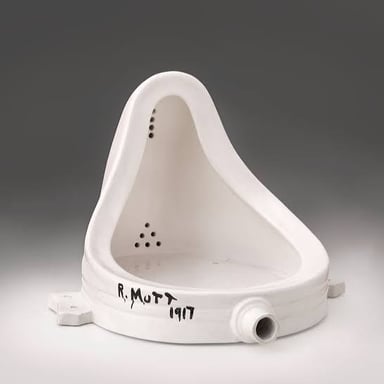 Marcel Duchamp's Dada-era readymade art, associated with his challenge to conventional definitions of art.