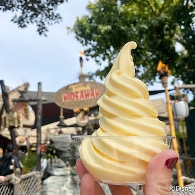 A serving of pineapple-colored soft-serve known as Dole Whip.
