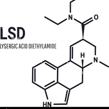 A diagram of the molecular structure of lysergic acid diethylamide.