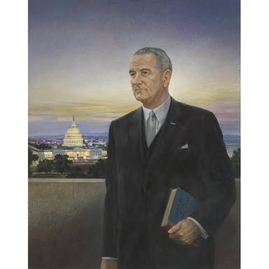 Portrait of Lyndon Baines Johnson, the U.S. president known by the initials LBJ.