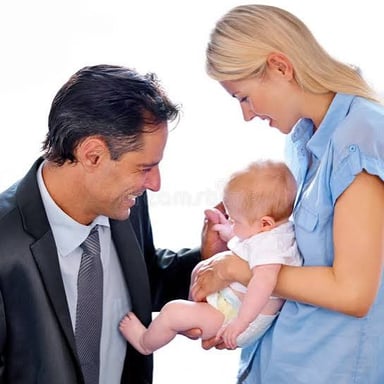 An adult showing affectionate attention to a child