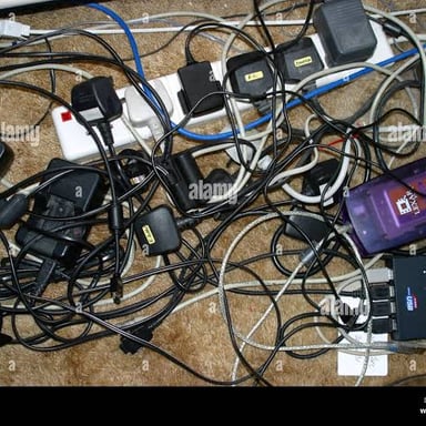 A tangled mass of wires illustrating a disorderly mess.