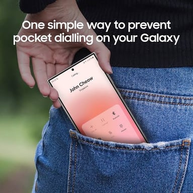 A smartphone in a back pocket, suggesting an accidental butt dial.