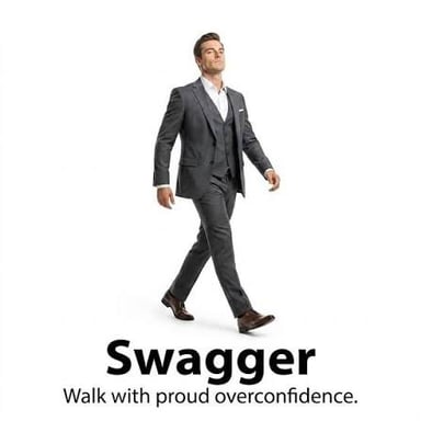 A person walks with an upright, self-assured posture.