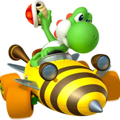 Yoshi, the green dinosaur character from Nintendo's Mario games.