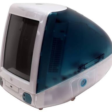 An Apple iMac desktop computer, showing its all-in-one design.
