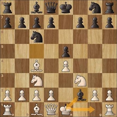 In castling, the king moves two squares toward the rook, which moves to the square beside it.